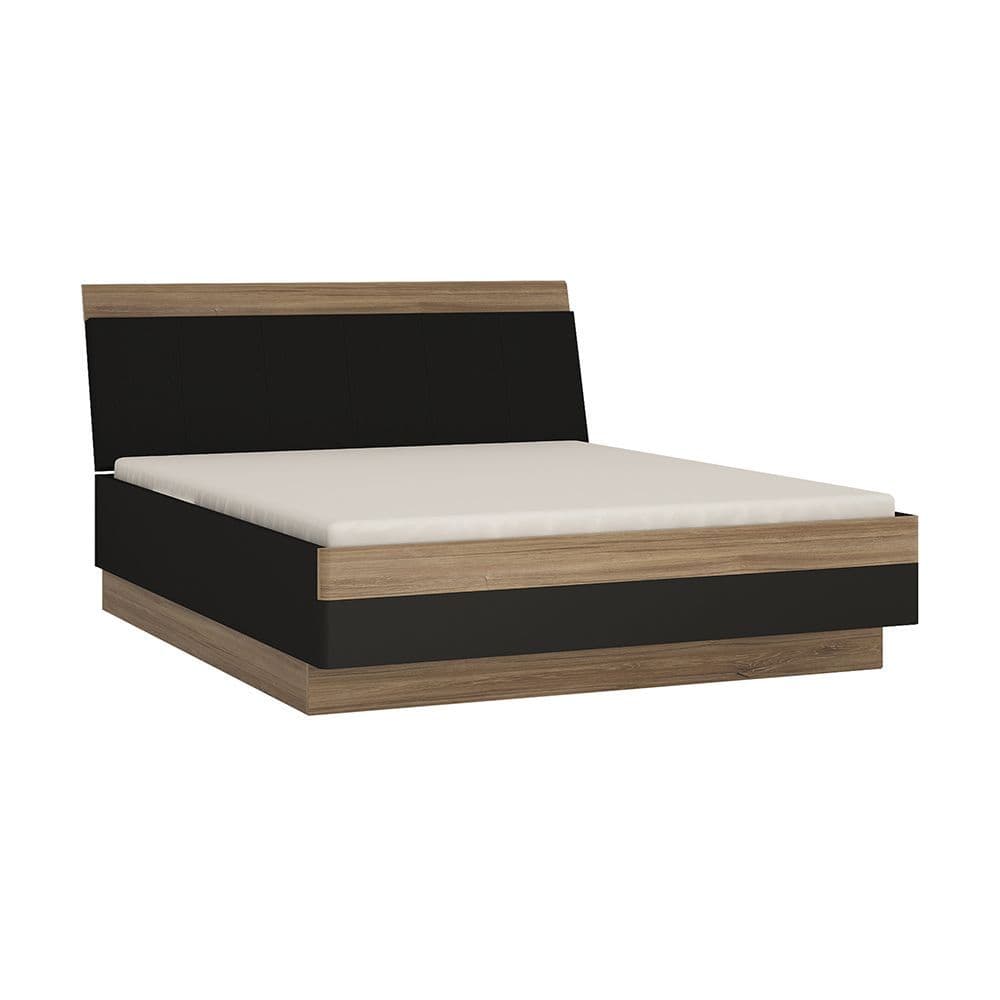 Olympus 160 cm kingsize bed in Stirling Oak with matte black fronts